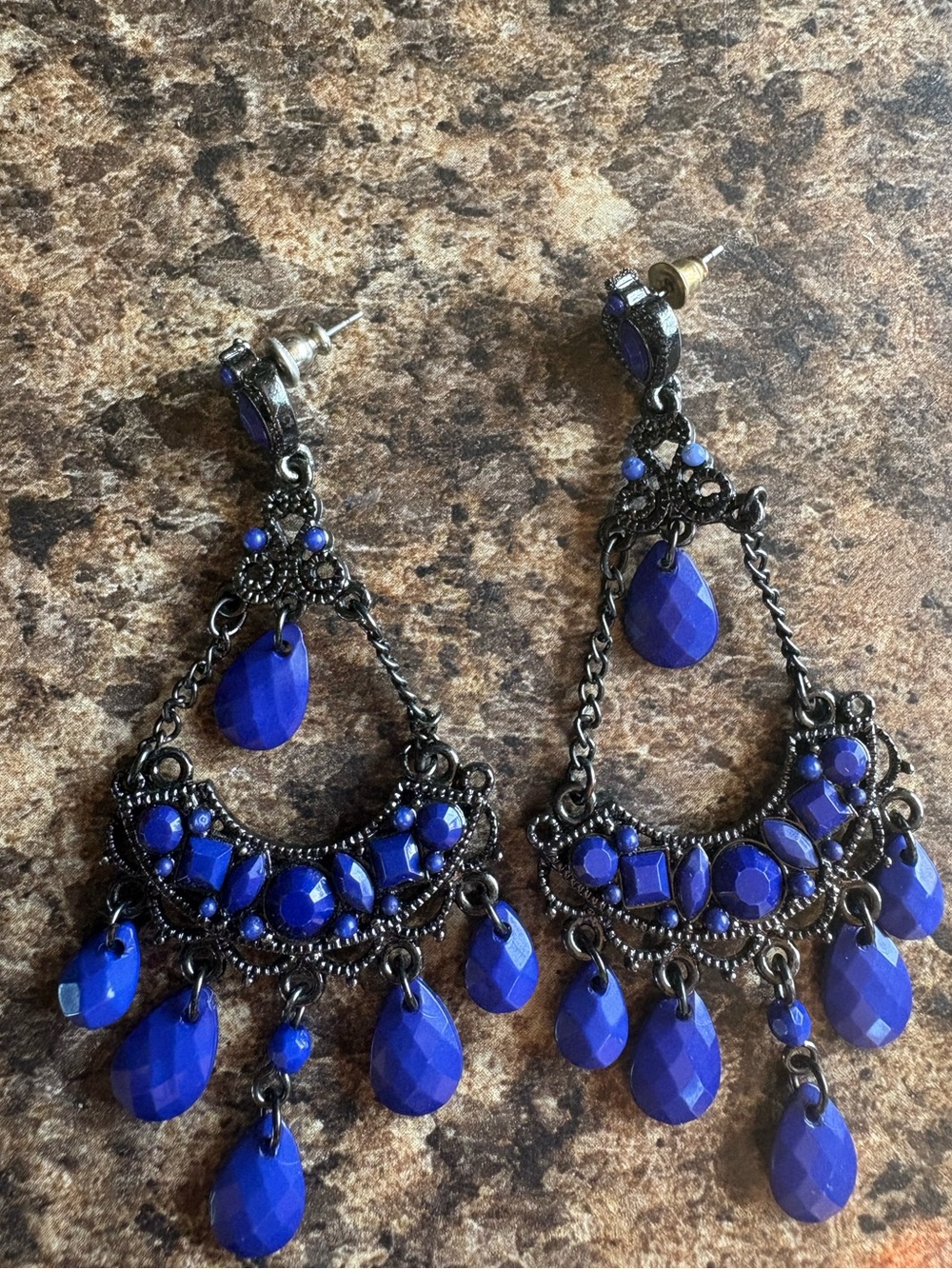 Blue Teardrop Chandelier Earrings Boho - Women Jewelry